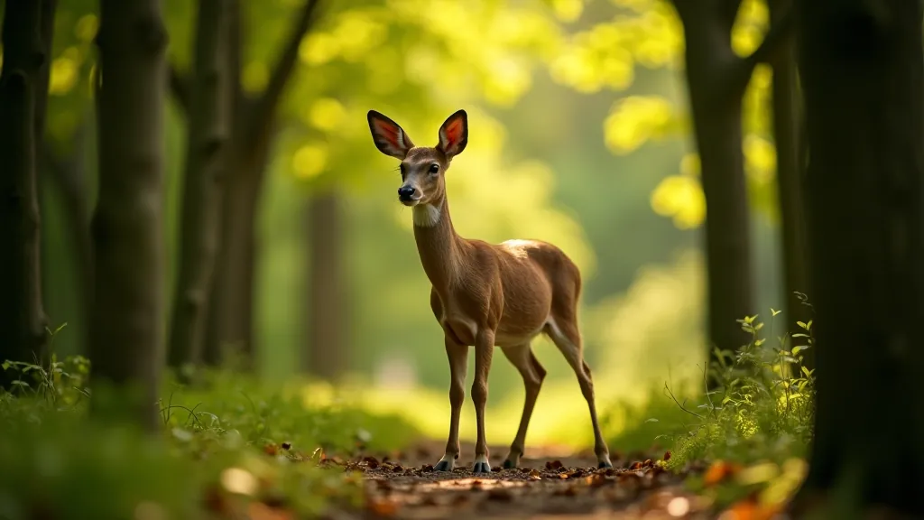 Deer in natural woodland habitat
